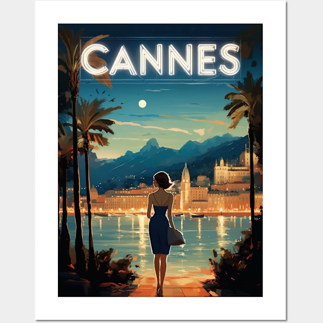 Cannes de nuit - poster - Affiche Wall Art by Labonneepoque